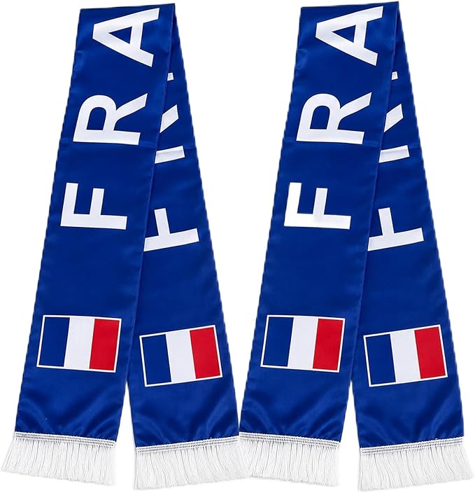 2 Pcs Écharpes de Supporter France 🇫🇷 136x15 cm - Coupe du Monde 2026