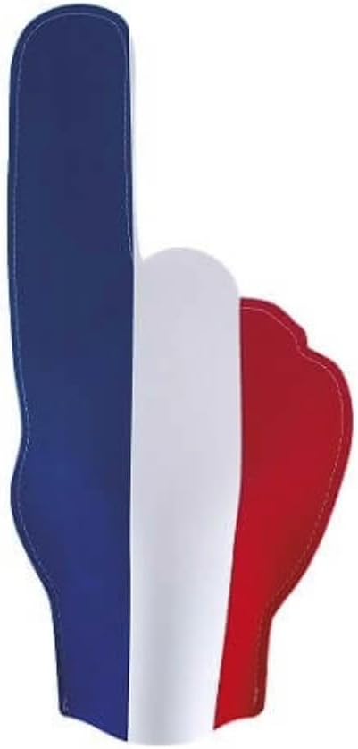 Main Géante en Mousse France 49cm 🇫🇷 Tricolore Bleu Blanc Rouge - Supporter Coupe du Monde 2026