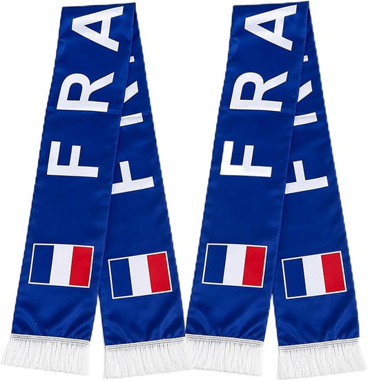 2 Pcs Écharpes de Supporter France 🇫🇷 136x15 cm - Coupe du Monde 2026
