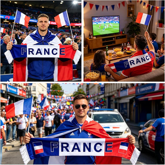 Kit Supporter France 6 Pièces 🇫🇷 - Écharpe, Drapeau, Tatouages Coupe du Monde 2026