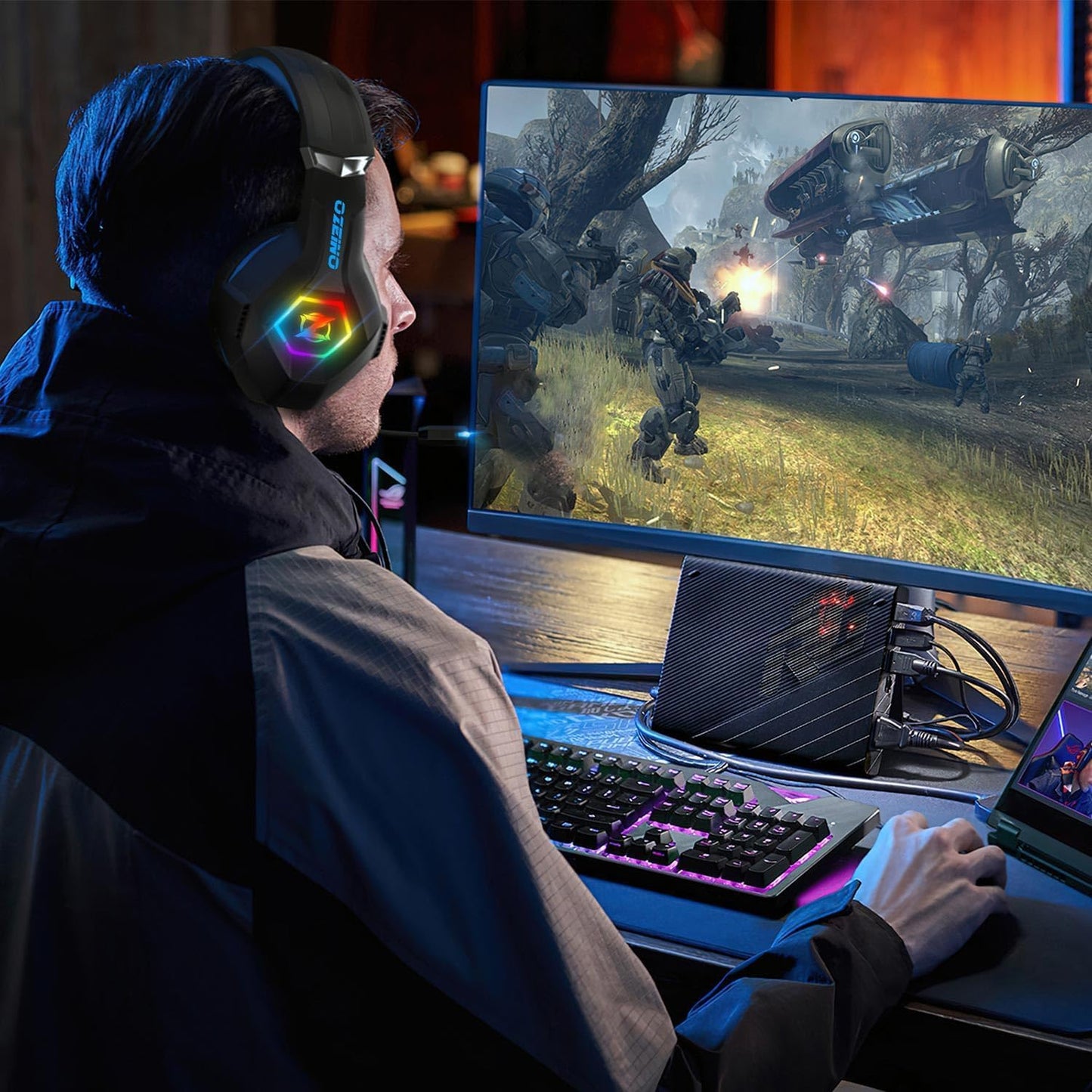Casque Gaming Ozeino RGB – PS5, PS4, PC, Xbox, Switch – Micro Anti-Bruit