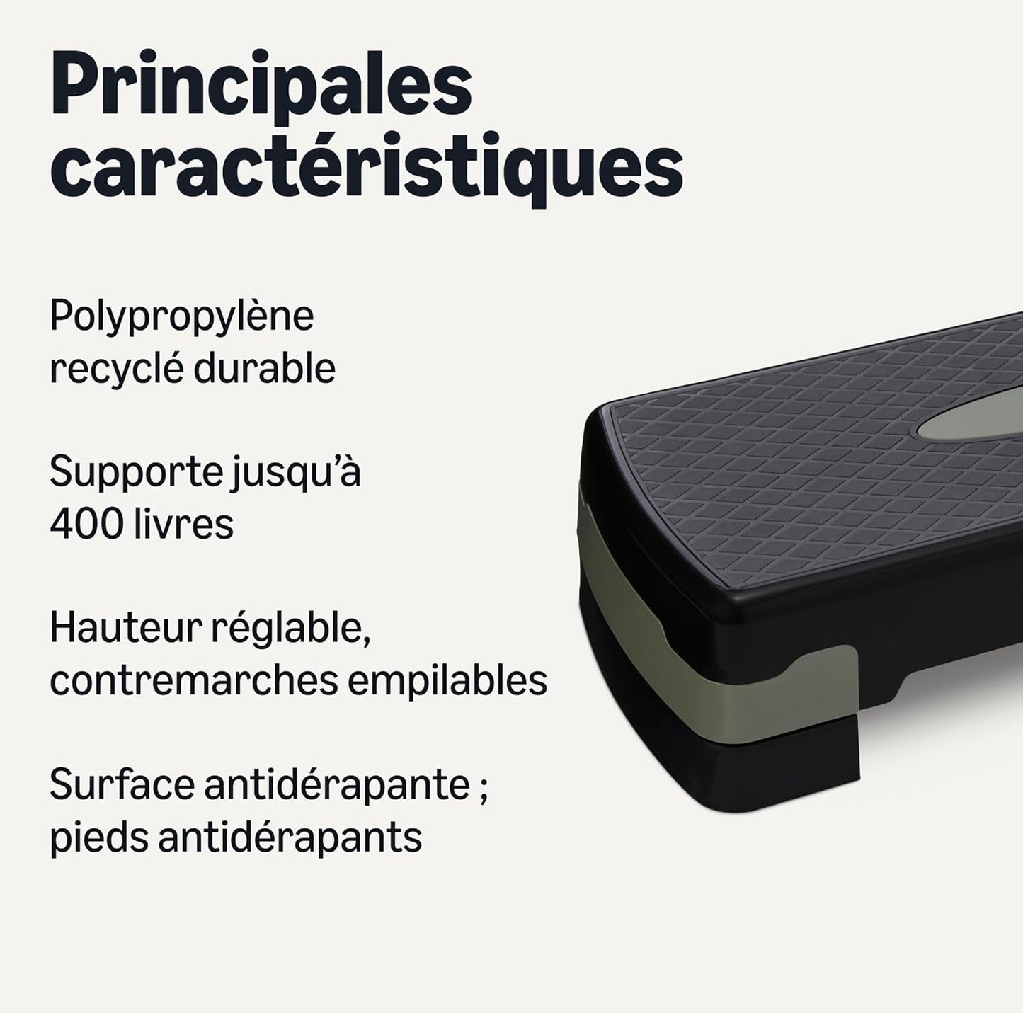 Amazon Basics Plateforme Step Aérobique Réglable 68,58cm – Stepper Maison | Noir/Gris